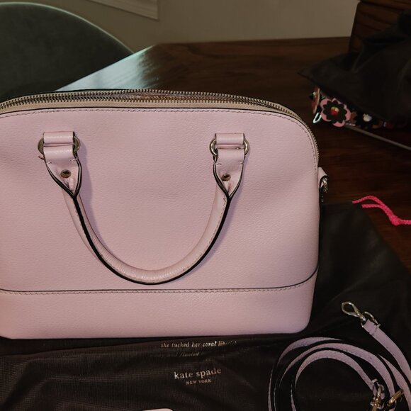 Kate Spade Pink Leather Top Handle Handbag with shoulder strap, matching wallet. - Picture 10 of 10